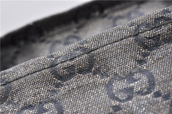 Authentic GUCCI GG Crystal Shoulder Tote Bag PVC Leather 131228 Black Gold 3991D