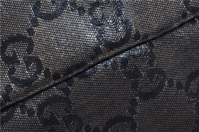 Authentic GUCCI GG Crystal Shoulder Tote Bag PVC Leather 131228 Black Gold 3991D