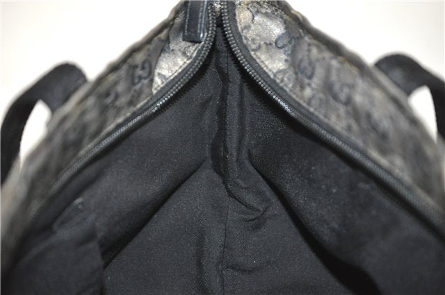 Authentic GUCCI GG Crystal Shoulder Tote Bag PVC Leather 131228 Black Gold 3991D