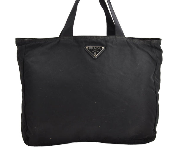 Authentic PRADA Vintage Nylon Tessuto Hand Bag Black 3991I