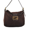 Authentic FENDI Mamma Baguette Shoulder Hand Bag Suede Leather Brown 3994I