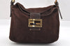 Authentic FENDI Mamma Baguette Shoulder Hand Bag Suede Leather Brown 3994I