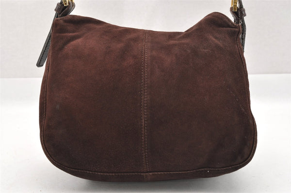 Authentic FENDI Mamma Baguette Shoulder Hand Bag Suede Leather Brown 3994I
