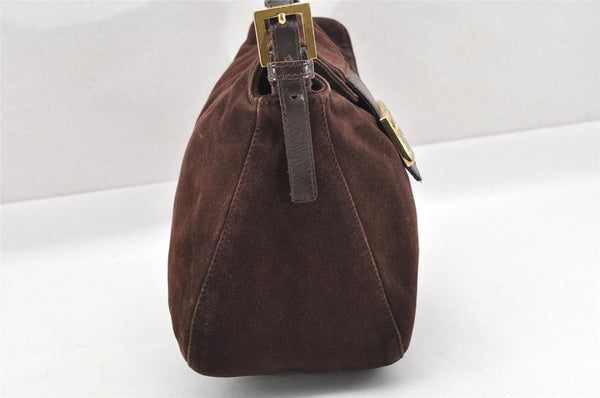 Authentic FENDI Mamma Baguette Shoulder Hand Bag Suede Leather Brown 3994I