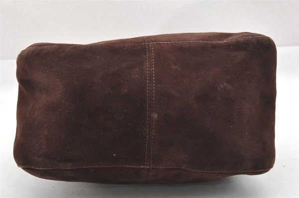 Authentic FENDI Mamma Baguette Shoulder Hand Bag Suede Leather Brown 3994I
