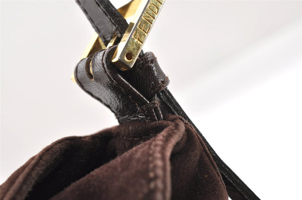 Authentic FENDI Mamma Baguette Shoulder Hand Bag Suede Leather Brown 3994I