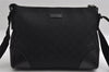Authentic GUCCI Shoulder Cross Body Bag GG Canvas Leather 114273 Black 3996I