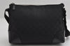 Authentic GUCCI Shoulder Cross Body Bag GG Canvas Leather 114273 Black 3996I