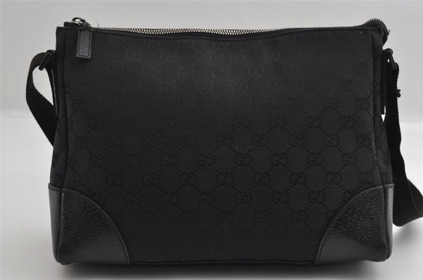 Authentic GUCCI Shoulder Cross Body Bag GG Canvas Leather 114273 Black 3996I