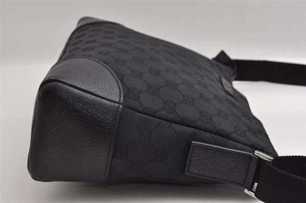Authentic GUCCI Shoulder Cross Body Bag GG Canvas Leather 114273 Black 3996I