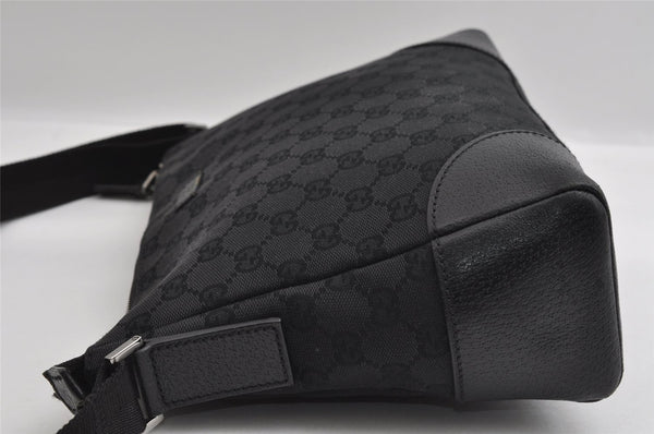 Authentic GUCCI Shoulder Cross Body Bag GG Canvas Leather 114273 Black 3996I