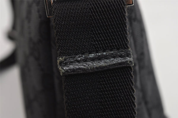 Authentic GUCCI Shoulder Cross Body Bag GG Canvas Leather 114273 Black 3996I