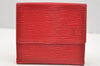 Authentic Louis Vuitton Epi Porte Monnaie Billets Cartes Credit Wallet Red 3997I