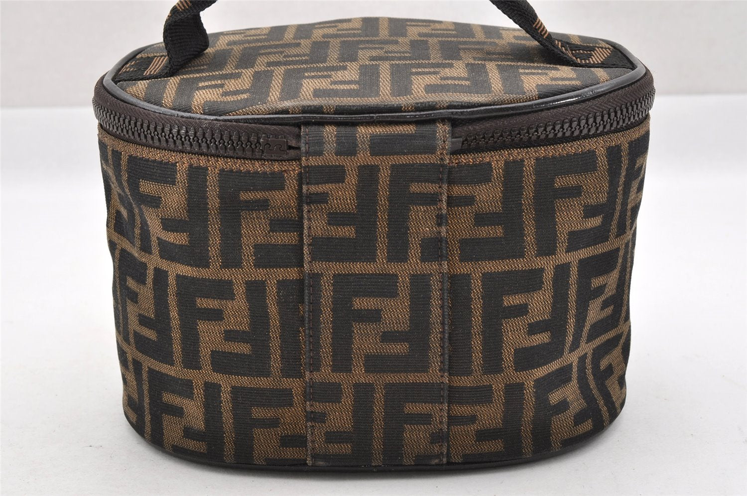 Authentic FENDI Zucca Vanity Bag Pouch Purse Canvas Leather Brown Junk 4000I