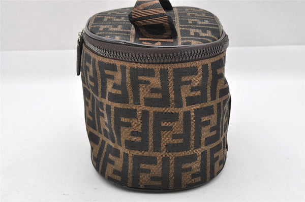 Authentic FENDI Zucca Vanity Bag Pouch Purse Canvas Leather Brown Junk 4000I