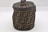 Authentic FENDI Zucca Vanity Bag Pouch Purse Canvas Leather Brown Junk 4000I