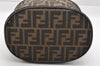 Authentic FENDI Zucca Vanity Bag Pouch Purse Canvas Leather Brown Junk 4000I