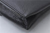 Authentic Burberrys Vintage Leather Clutch Hand Bag Purse Black 4001D