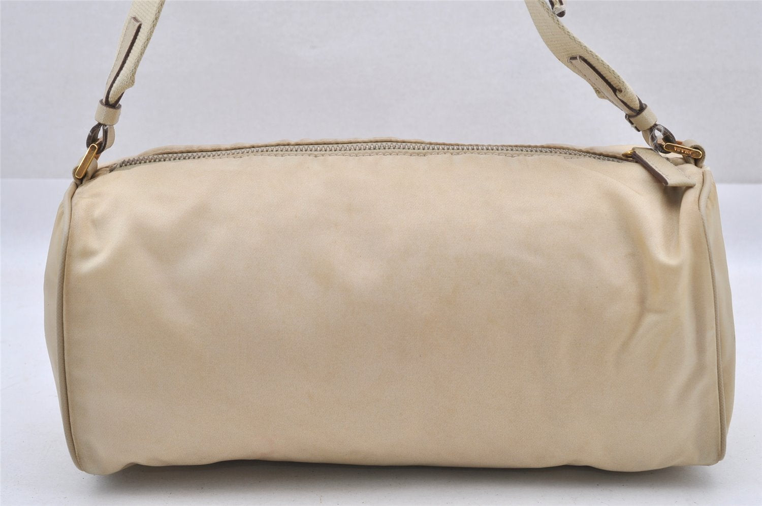 Authentic PRADA Nylon Tessuto Leather Shoulder Bag Purse BR0208 Beige 4002I