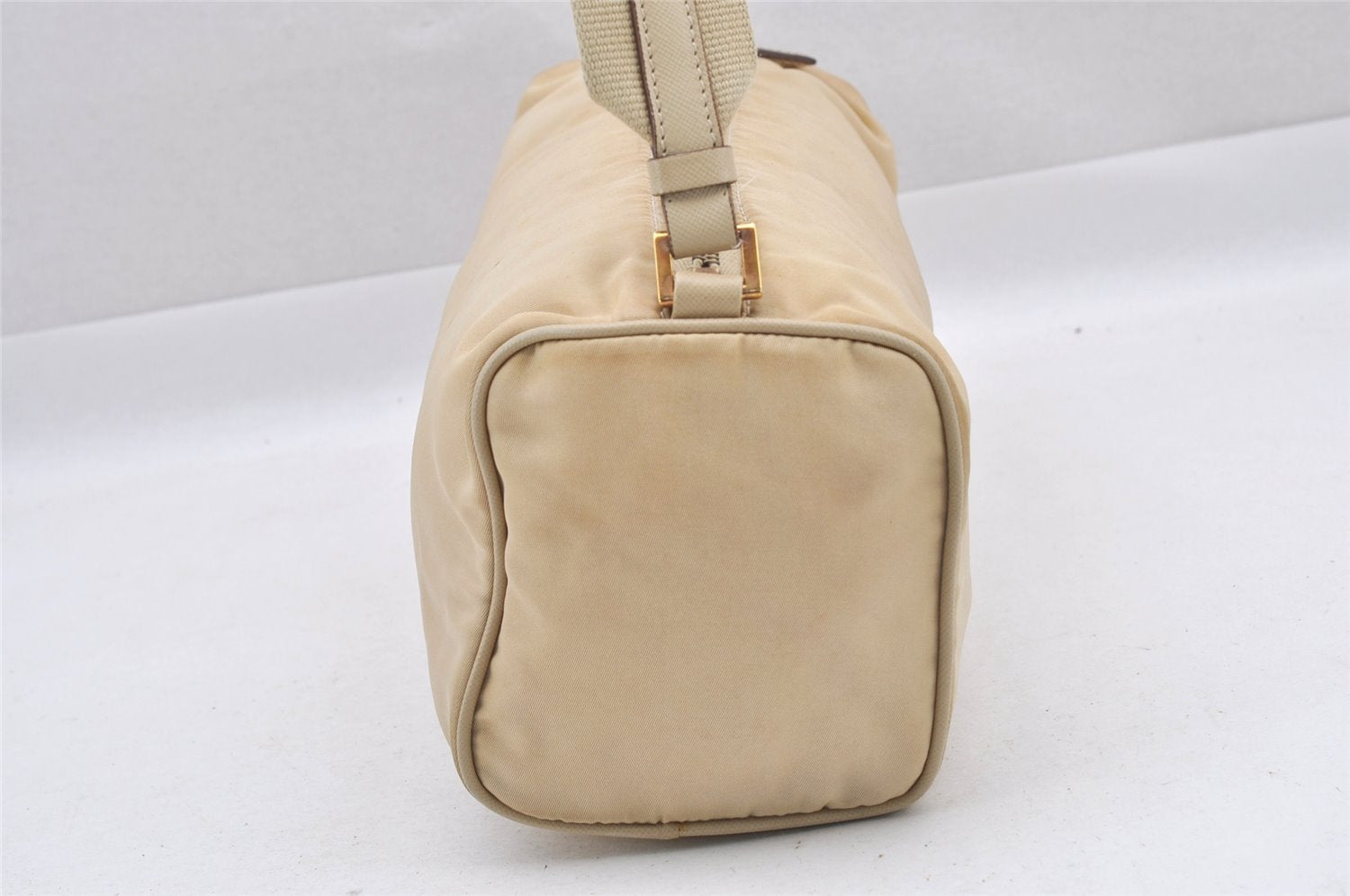 Authentic PRADA Nylon Tessuto Leather Shoulder Bag Purse BR0208 Beige 4002I