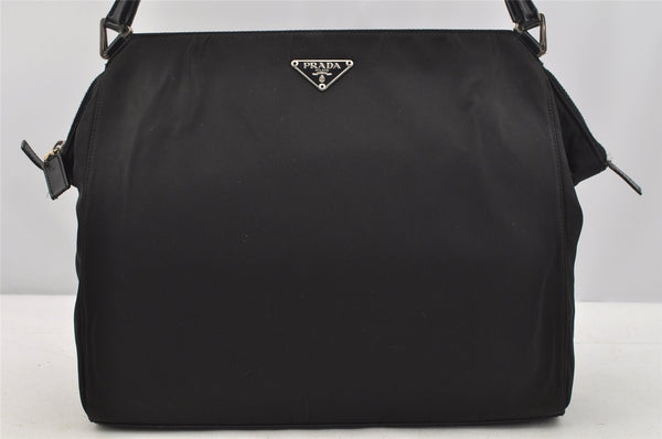 Authentic PRADA Vintage Nylon Tessuto Leather Shoulder Hand Bag Black 4003I