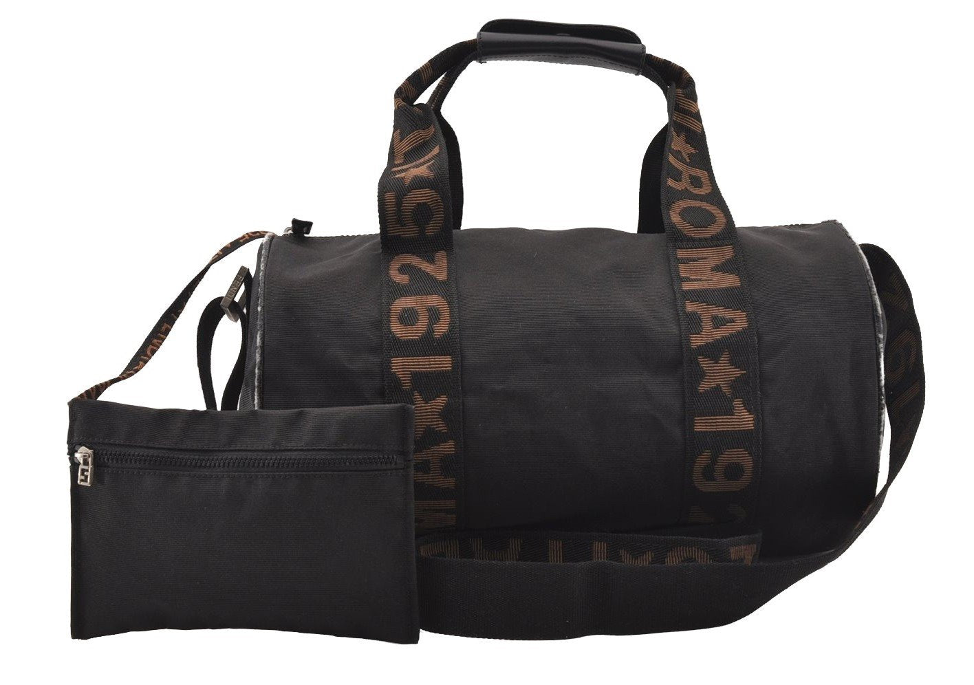 Authentic FENDI Vintage 2Way Shoulder Boston Hand Bag Nylon Leather Black 4004I