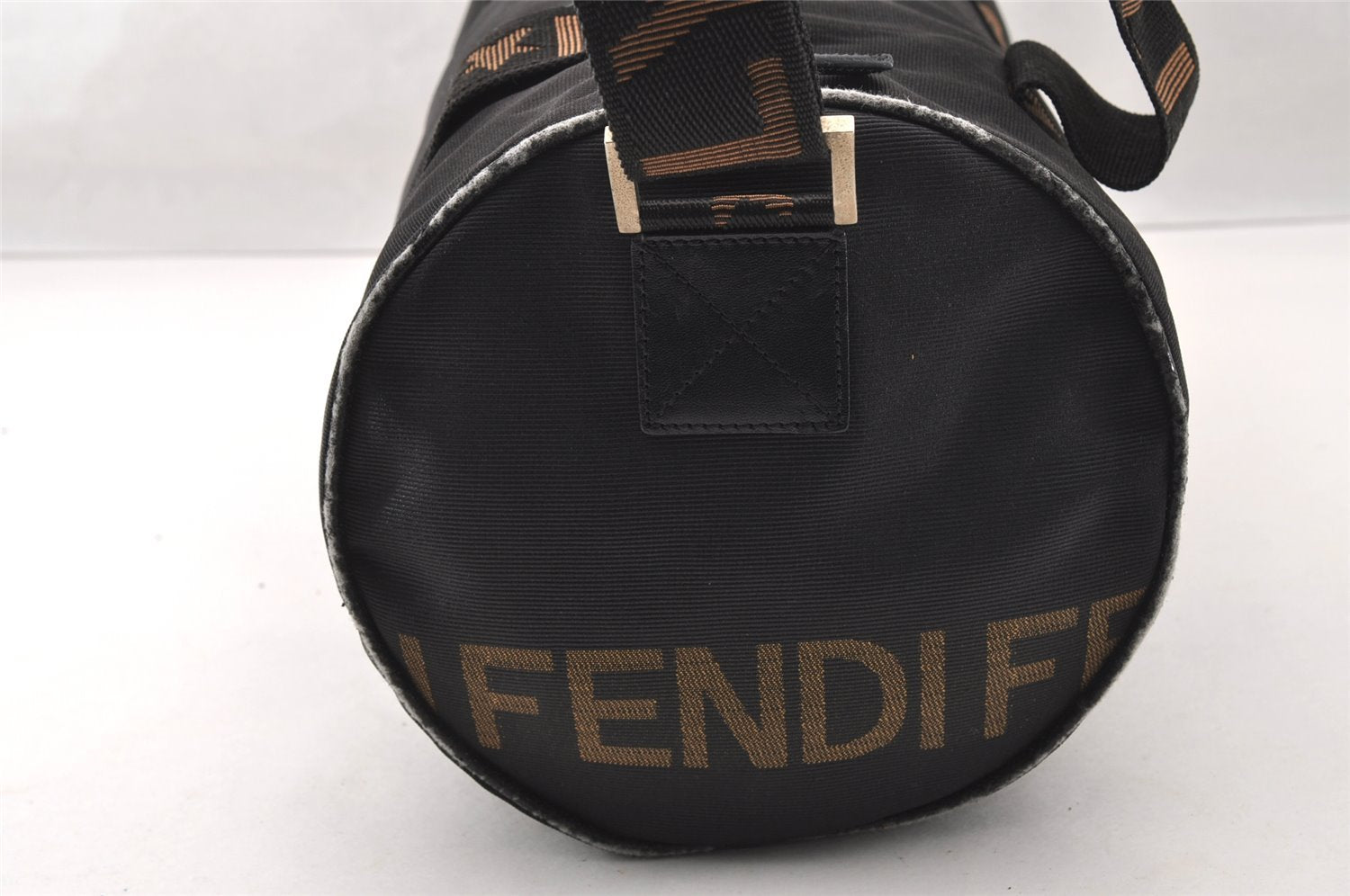 Authentic FENDI Vintage 2Way Shoulder Boston Hand Bag Nylon Leather Black 4004I