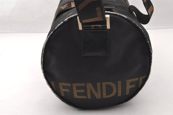 Authentic FENDI Vintage 2Way Shoulder Boston Hand Bag Nylon Leather Black 4004I