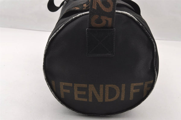 Authentic FENDI Vintage 2Way Shoulder Boston Hand Bag Nylon Leather Black 4004I