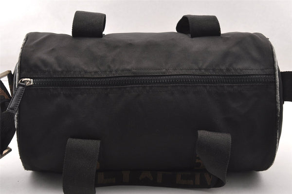 Authentic FENDI Vintage 2Way Shoulder Boston Hand Bag Nylon Leather Black 4004I