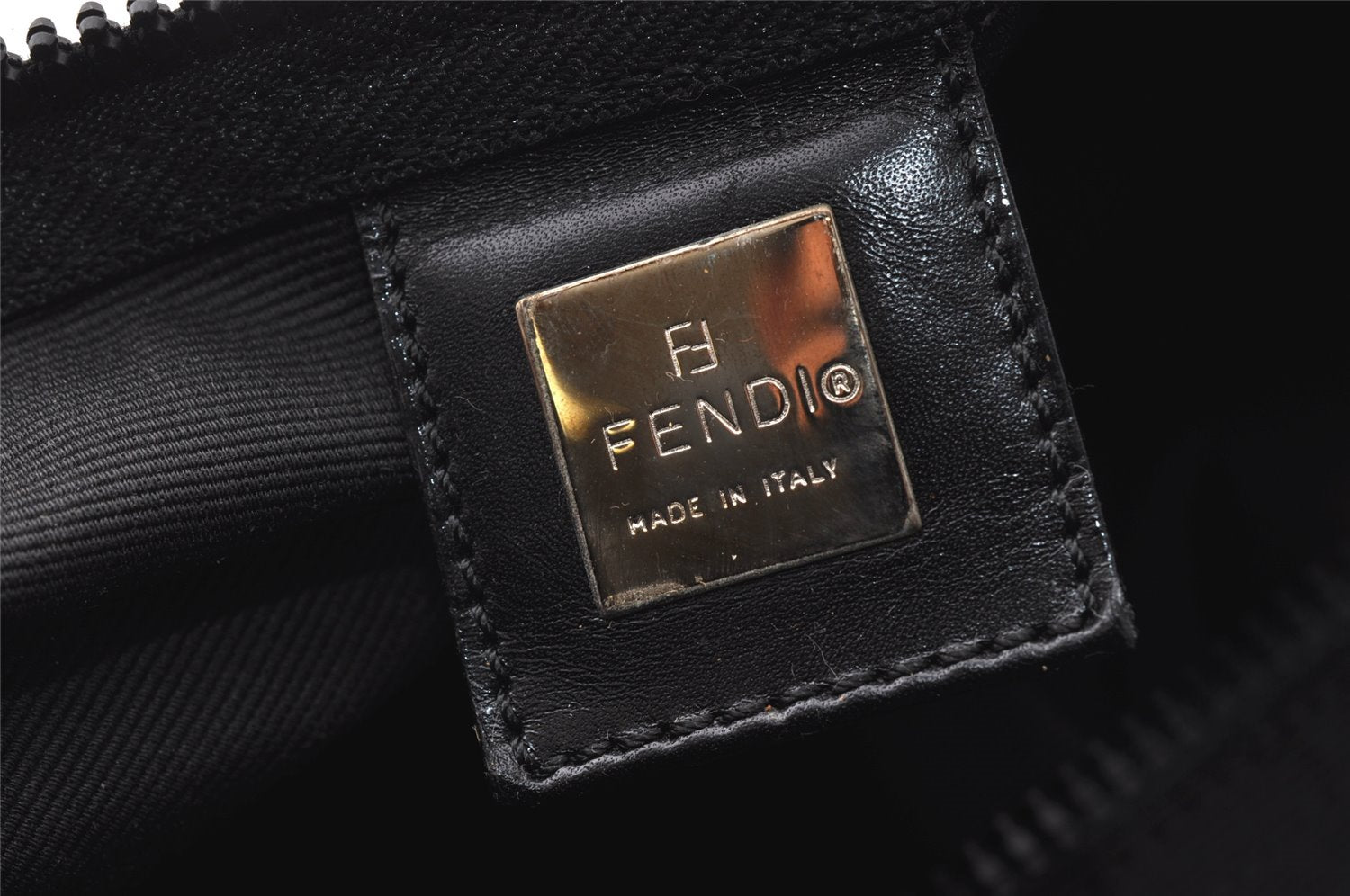 Authentic FENDI Vintage 2Way Shoulder Boston Hand Bag Nylon Leather Black 4004I