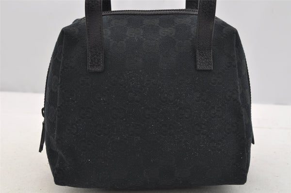 Authentic GUCCI Vintage Hand Bag Purse GG Canvas Leather 124542 Black 4006I