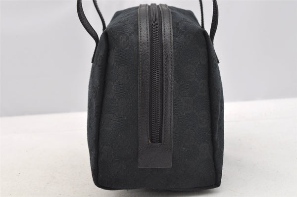 Authentic GUCCI Vintage Hand Bag Purse GG Canvas Leather 124542 Black 4006I