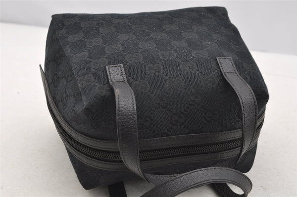 Authentic GUCCI Vintage Hand Bag Purse GG Canvas Leather 124542 Black 4006I