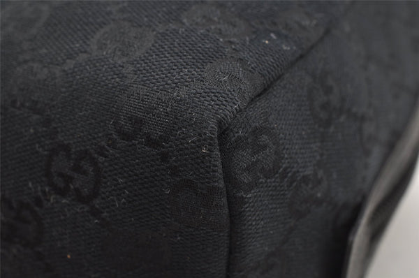 Authentic GUCCI Vintage Hand Bag Purse GG Canvas Leather 124542 Black 4006I