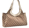 Authentic GUCCI Vintage Shoulder Tote Bag GG Canvas Leather 154982 Brown 4010E