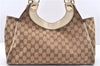 Authentic GUCCI Vintage Shoulder Tote Bag GG Canvas Leather 154982 Brown 4010E