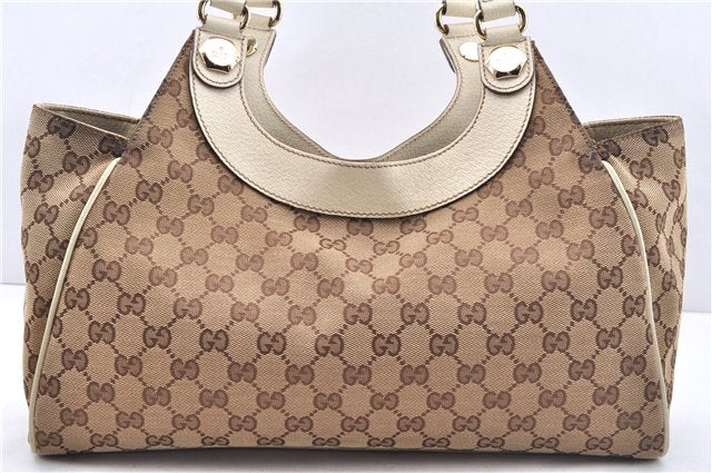 Authentic GUCCI Vintage Shoulder Tote Bag GG Canvas Leather 154982 Brown 4010E