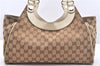 Authentic GUCCI Vintage Shoulder Tote Bag GG Canvas Leather 154982 Brown 4010E
