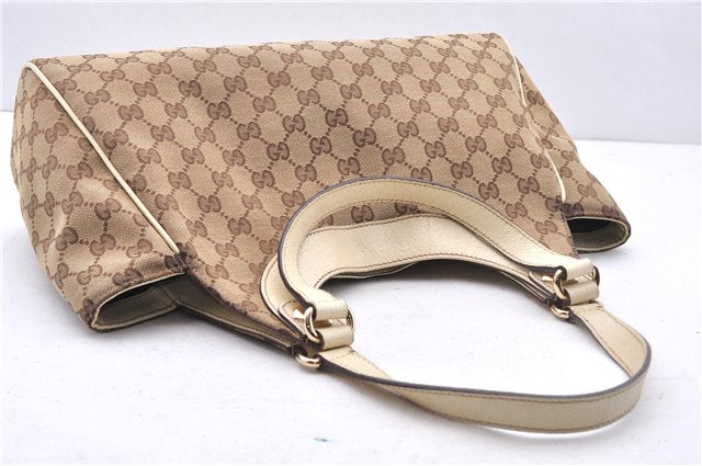 Authentic GUCCI Vintage Shoulder Tote Bag GG Canvas Leather 154982 Brown 4010E