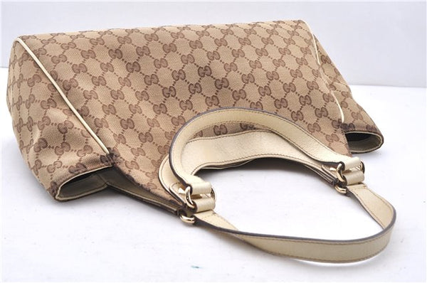 Authentic GUCCI Vintage Shoulder Tote Bag GG Canvas Leather 154982 Brown 4010E