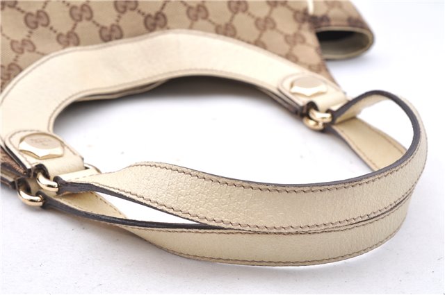 Authentic GUCCI Vintage Shoulder Tote Bag GG Canvas Leather 154982 Brown 4010E