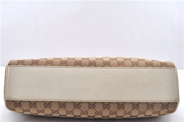 Authentic GUCCI Vintage Shoulder Tote Bag GG Canvas Leather 154982 Brown 4010E