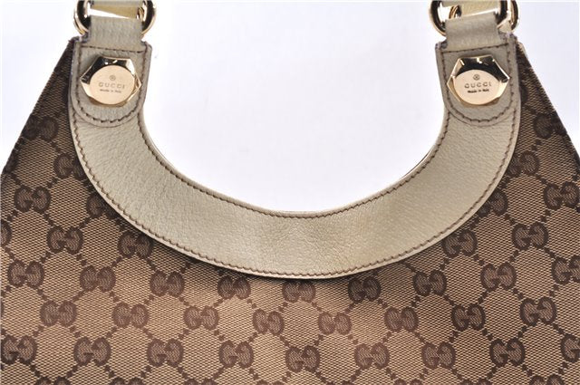 Authentic GUCCI Vintage Shoulder Tote Bag GG Canvas Leather 154982 Brown 4010E