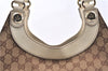Authentic GUCCI Vintage Shoulder Tote Bag GG Canvas Leather 154982 Brown 4010E