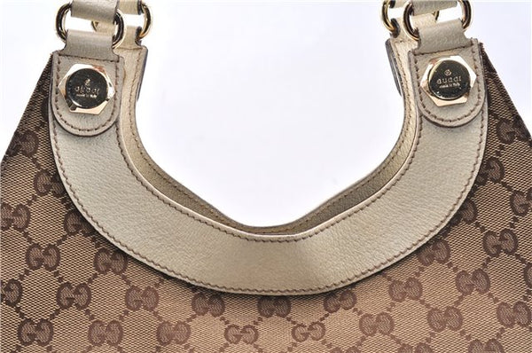 Authentic GUCCI Vintage Shoulder Tote Bag GG Canvas Leather 154982 Brown 4010E