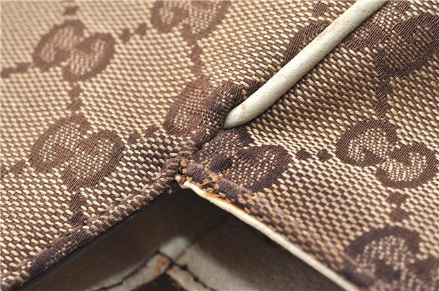 Authentic GUCCI Vintage Shoulder Tote Bag GG Canvas Leather 154982 Brown 4010E