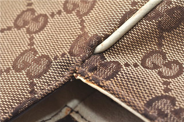 Authentic GUCCI Vintage Shoulder Tote Bag GG Canvas Leather 154982 Brown 4010E