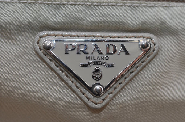 Authentic PRADA Nylon Tessuto Leather Shoulder Cross Body Bag Purse White 4010I