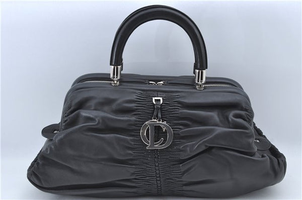 Authentic Christian Dior Hand Bag Purse Leather Black CD 4011C